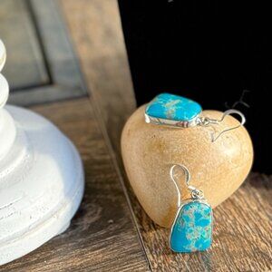 Genuine Indian Handmade Sterling Silver Turquoise Earrings